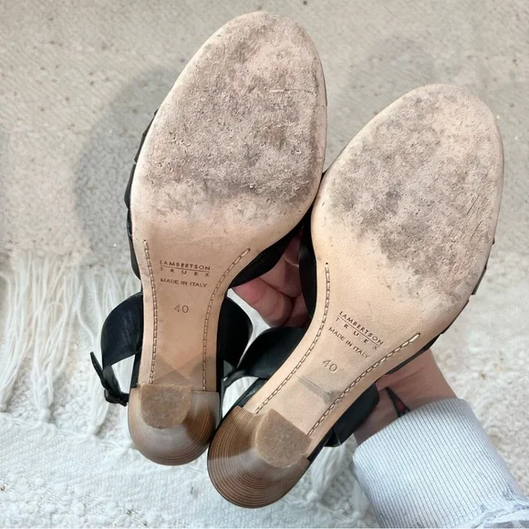 Trendy Black Leather Heels by Truex - Picture 6 of 7